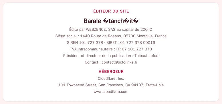 Coordonnées légales de l&rsquo;éditeur et de l&rsquo;hébergeur du site